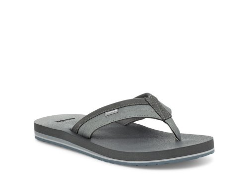 Sanuk Mens Ziggy Water-Friendly Grey Flip Flops | QFLRZM516